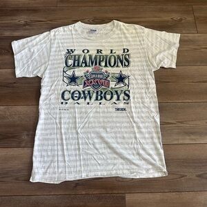 RARE 1992 Vintage Dallas Cowboys NFL World Champions Striped T-Shirt